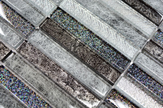 Mosaikfliese Transluzent Stäbchen Glasmosaik Crystal Day silber MOS87-STDS_f | 10 Mosaikmatten