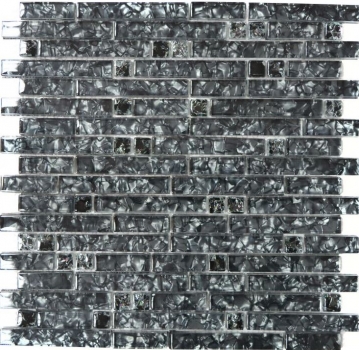 Piastrella di mosaico dipinta a mano Mosaico di vetro composito nero traslucido Pietra di cristallo nera MOS87-MV718_m
