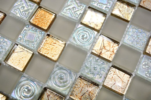 Lüster Luxus Deluxe Glasmosaik Mosaikfliesen Crystal champagner gold MOS88-8LU80