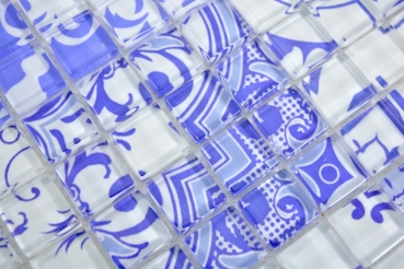 Retro Vintage Mosaikfliese Transluzent blau Glasmosaik Crystal Design blau MOS88-Retro-33_f | 10 Mosaikmatten