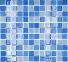 Glasmosaik hellblau mix Bad WC Wand Küche Pool Dusche Art WB76-0404|1 Matte 