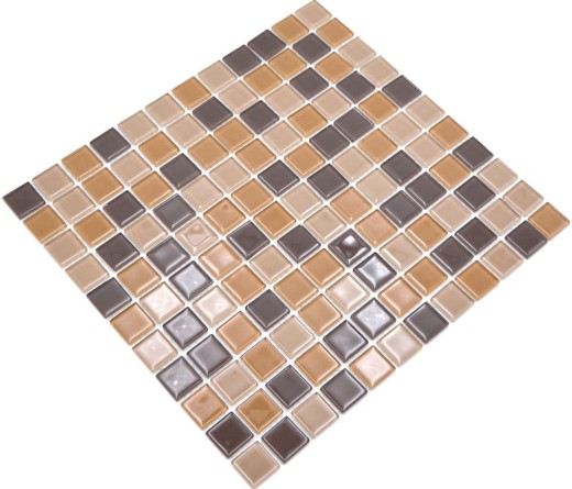 Mosaik Fliesen Glasmosaik beige braun coffee BAD WC Küche WAND Mosaikplatte MOS62-1302