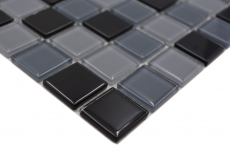 Mosaik Fliesen Glasmosaik grau anthrazit schwarz BAD WC Küche WAND Mosaikplatte MOS62-0208