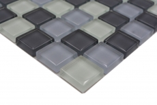 Glasmosaik Mosaikfliesen weiss grau anthrazit BAD WC Küche WAND MOS72-0204
