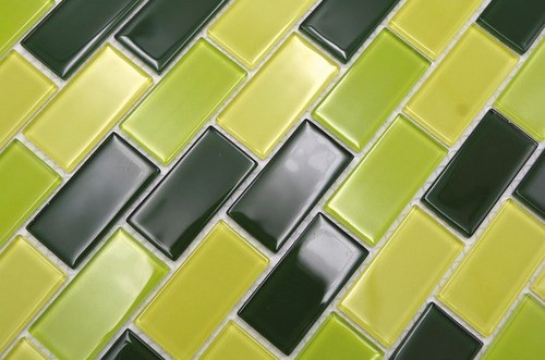 Verbund Mosaikfliesen gelb kiwi grün Brick Glasmosaik BAD WC Küche WAND MOS66-0506
