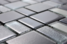 Glasmosaik Mosaikfliesen Fliesenspiegel grau anthrazit schwarz Kombination schillernd MOS68-035B