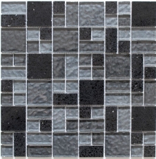 Kunststein Glasmosaik Mosaikfliesen Komposit schwarz dunkelgrau anthrazit Fliesenspiegel Küche - MOS88-K989