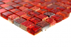 Handmuster Mosaikfliese Transluzent rot Glasmosaik Crystal Resin rot BAD WC Küche WAND MOS92-0904_m