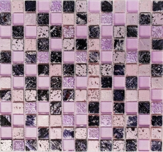 Kunststein Rustikal Mosaikfliese Glasmosaik Resin pink rose magenta BAD WC Küche WAND Fliesenspiegel - MOS82-1104