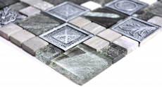 Mosaikfliese Transluzent silber Kombination Glasmosaik Crystal Resin silber Ornament MOS88-0280_f