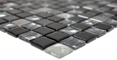 Mosaik Fliesen Edelstahl Glasmosaik anthrazit silber schwarz Mosaikplatte MOS63-CM-426