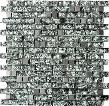 Glasmosaik Stäbchen Mosaikfliesen Edelstahl anthrazit grüngrau steingrün MOS87-MV728