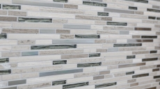 Mosaico di vetro pietra naturale aste acciaio inox marmo grigio bianco grigio chiaro argento Rivestimento cucina bagno WC - MOS86-SV85