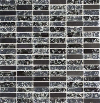 Mosaikfliese Transluzent schwarz Stäbchen Glasmosaik Crystal Stein schwarz MOS87-s1228_f
