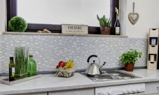 Mosaik Stäbchen Verbund Naturstein Mosaikfliese weiß Brick Glasmosaik Bruchglas Marmor Fliesenspiegel Wand Küche Bad - MOS87-0111