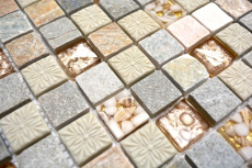 Hand-painted mosaic tile Tile backsplash Translucent gold beige Glass mosaic Crystal stone gold beige texture MOS83-CR27_m