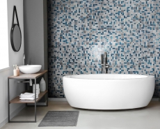 Naturstein Glasmosaik Marmor Mosaikfliesen grau blau anthrazit Küchenrückwand Fliesenspiegel WC - MOS88-0404