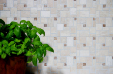 Mosaikfliesen Küchenrückwand selbstklebend Travertin Naturstein beige Kombination Travertin beige MOS200-4CM14_f