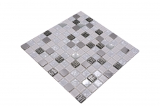 selbst­kle­bende Glasmosaik Mosaikfliese Edelstahl weiss MOS200-4CM24