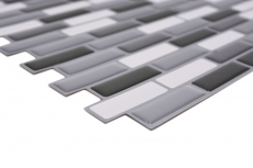 selbstklebende Mosaik Stäbchen Optik Vinyl Klebefolie weiss grau anthrazit Fliesenspiegel Küche
