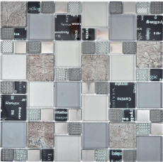 Glasmosaik Mosaikfliesen weiss cram anthrazit silber schwarz Wand Fliesenspiegel Küche Bad