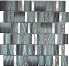 Handmuster Aluminium Mosaik Glasmosaik ALU grau Wand Fliesenspiegel Küche Dusche Bad MOS88-0002_m