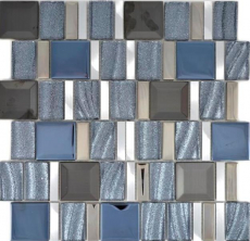 Glasmosaik Mosaikfliesen Aluminium silber Wand Fliesenspiegel Küche Bad