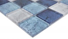Transparentes Crystal Glasmosaik blau Wand Fliesenspiegel Küche Dusche Bad MOS88-0044_f | 10 Mosaikmatten