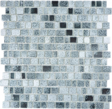 Glasmosaik Mosaikmatte Mosaikbordüre PIXEL grau anthrazit schwarz Wand Fliesenspiegel Küche  Bad