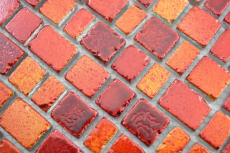 Glasmosaik Mosaikmatte Mosaikbordüre orange rot Wand Fliesenspiegel Küche  Bad
