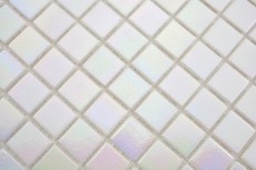 Glasmosaik Mosaikfliesen weiss perlmutt iridium irisierend Wand Duschwand Duschtasse MOS58-0103