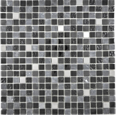 Transluzent   Edelstahl Glasmosaik Stein Stahl schwarz Glas matt Wand Fliesenspiegel Küche Bad MOS92-0322_f | 10 Mosaikmatten