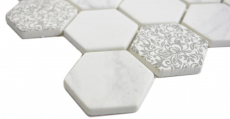 GLAS Mosaik Hexagon ECO Carrara Mosaikfliese Wand Fliesenspiegel Küche Bad