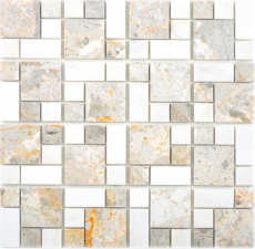 Marmor Mosaik Stein schwarz grau weiß Riemchen Dusche Fliesenspiegel|WB88-0123 