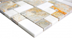 Marmor Mosaik Fliese anthrazit weiss rost Kombination Wand Fliesenspiegel WC - MOS88-0201