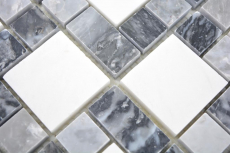 Marmor Mosaik Fliese schwarz grau weiß anthrazit Fliesenspiegel Bad - MOS88-0321