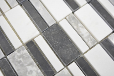 Marmor Mosaik Stein schwarz grau weiß Mosaikfliese Wand Fliesenspiegel Küche Bad MOS88-0123_f