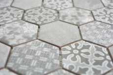 Keramik Mosaik Hexagon grau Mosaikfliesen Wand Fliesenspiegel Küche Bad MOS11H-0002_f