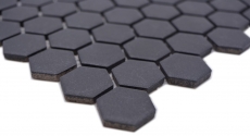 Keramik Mosaik Hexagon schwarz R10B Duschtasse Bodenfliese Mosaikfliesen Küche Bad Boden MOS11H-0003-R10_f
