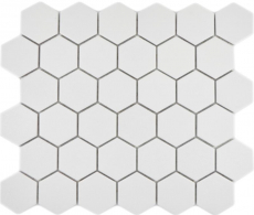 Keramik Mosaik Hexagon weiß R10B Duschtasse Bodenfliese Mosaikfliesen Küche Bad Boden MOS11H-0111-R10_f