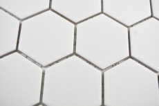 Keramik Mosaik Hexagon weiß R10B Duschtasse Bodenfliese Mosaikfliesen Küche Bad Boden MOS11H-0111-R10_f