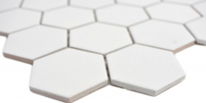 Handmuster Keramik Mosaik Hexagon weiß R10B Duschtasse Bodenfliese Mosaikfliese  Küche Bad Boden MOS11H-0111-R10_m
