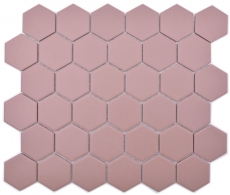 Keramik Mosaik Hexagon klinkerrot R10B Duschtasse Bodenfliese Mosaikfliesen Küche Bad Boden MOS11H-0099-R10_f
