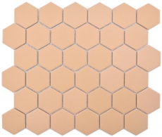 Keramik Mosaik Hexagon ockerorange R10B Duschtasse Bodenfliese Mosaikfliesen Küche Bad Boden MOS11H-0808-R10_f