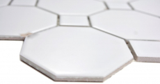 Octagonale Achteck Keramik Mosaik weiß matt mit weiß glänzend Mosaikfliese Wand Fliesenspiegel Küche - MOS13-Octa0111