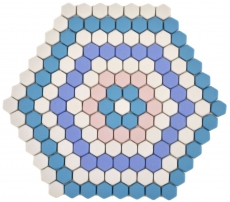 GLASMOSAIK Hexagon DEKOR blau rosa weiß matt Mosaikfliesen Fliesenspiegel Wand Küche Bad MOS140-ROHX9_f