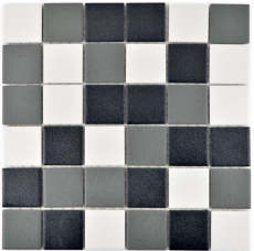 Keramik Mosaik Fliese RUTSCHEMMEND RUTSCHSICHER schwarz weiß grau metall unglasiert Fliesenspiegel - MOS14-2213-R10