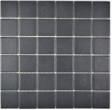 Keramik Mosaik Fliese soft schwarz RUTSCHEMMEND RUTSCHSICHER Duschtasse Bodenfliese Bad - MOS14-0311-R10