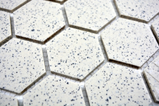 Hexagonale Sechseck Mosaik Fliese Keramik cremeweiß Hexagaon gesprenkelt unglasiert rutschsicher Fliesenspiegel Wand - MOS11G-0103-R10