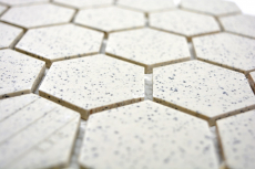 Hexagonale Sechseck Mosaik Fliese Keramik cremeweiß Hexagaon gesprenkelt unglasiert rutschsicher Fliesenspiegel Wand - MOS11G-0103-R10